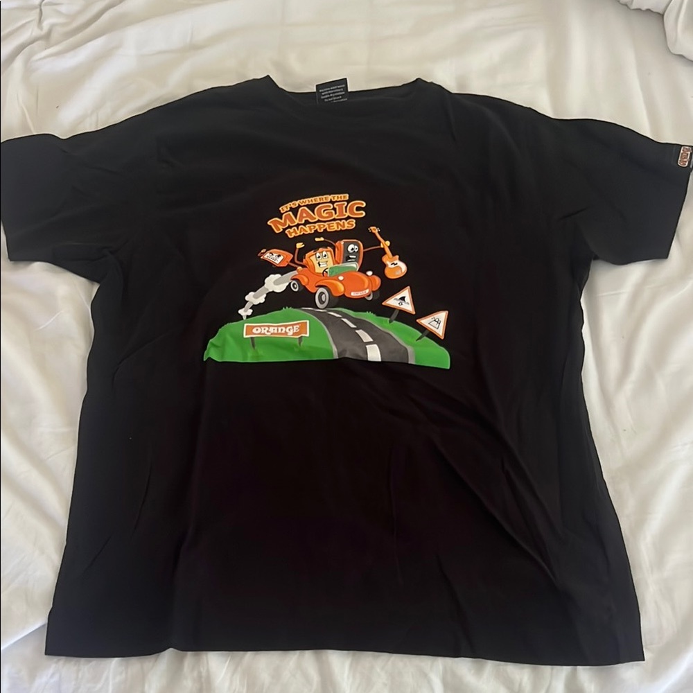 Orange Guitar Amps Black T-Shirt with Graphic Print